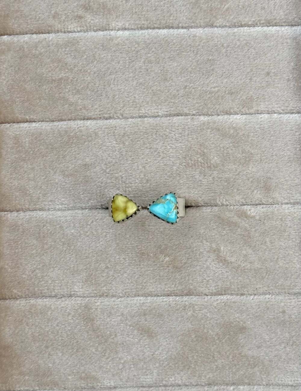 Artisan made Sterling Silver Whitewater Turquoise and Palomino Floater Ring